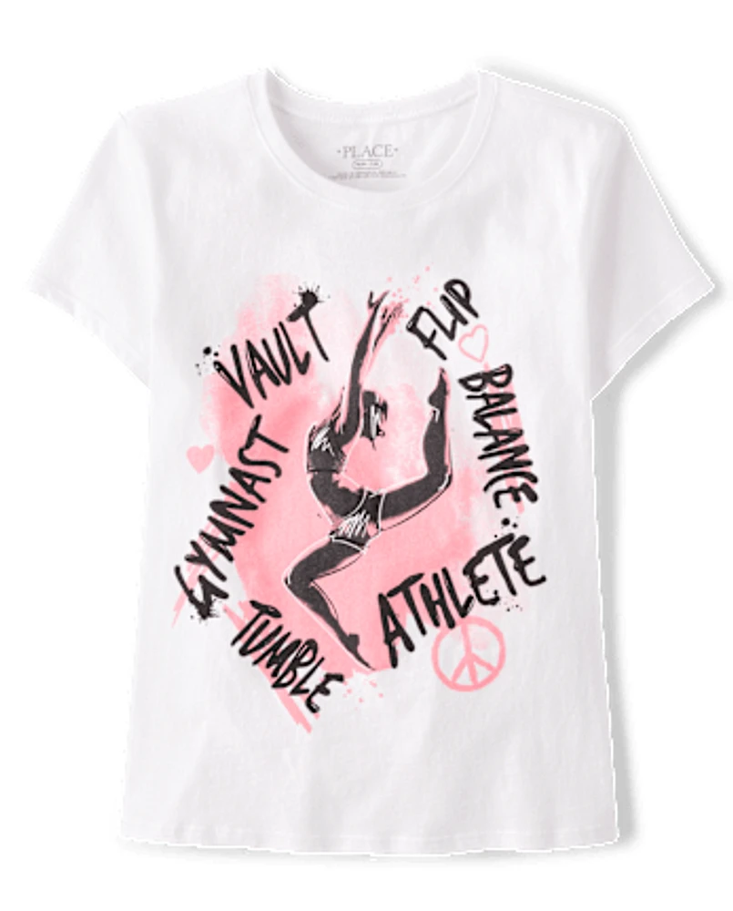 Girls Gymnast Words Graphic Tee