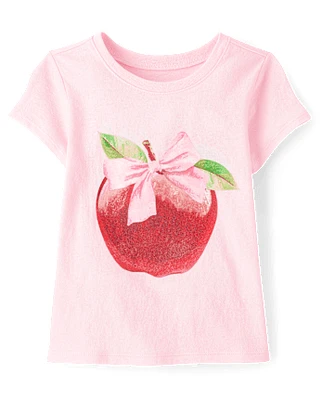 Toddler Girls Apple Bow Graphic Tee