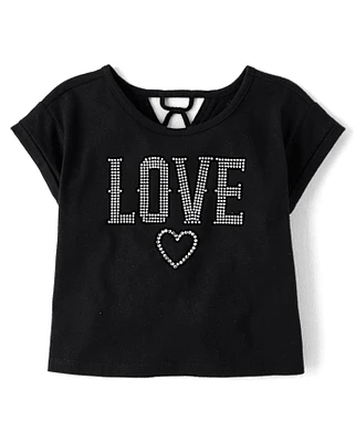 Girls Glitter Rhinestone Love Top