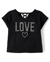 Girls Glitter Rhinestone Love Top