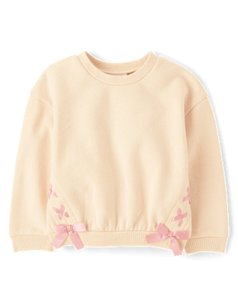 Toddler Girls Lace Up Premium Fleece Sweatshirt