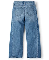 Girls Contrast Inset Wide Leg Jeans