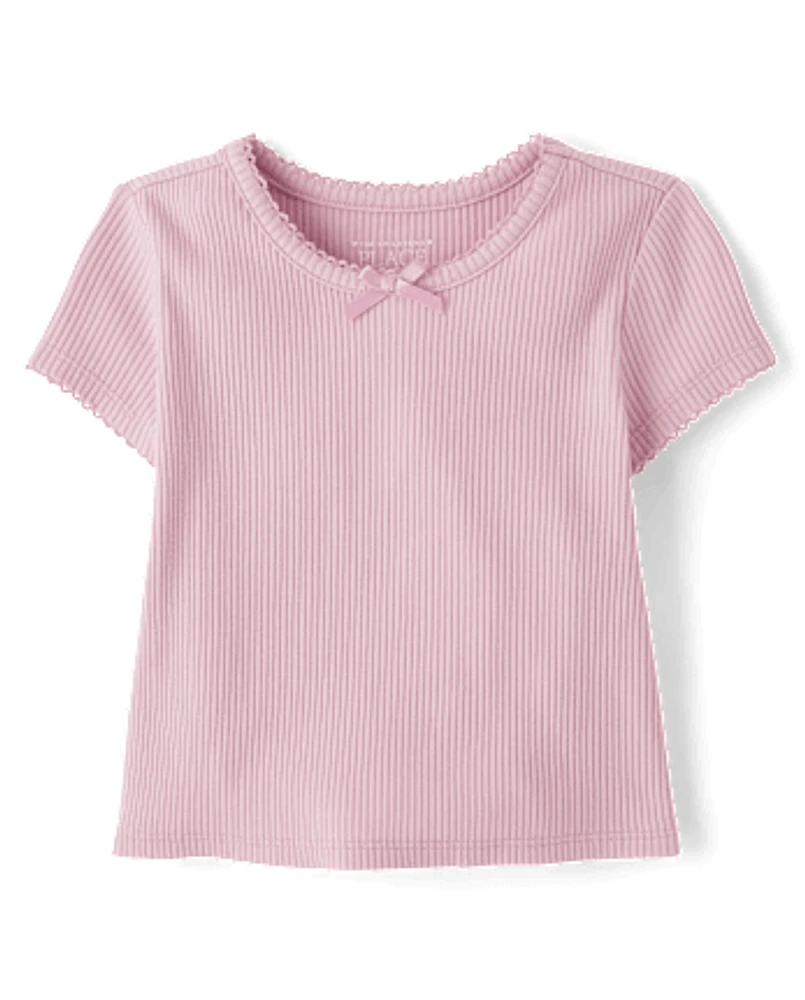 Baby And Toddler Girls Ribbed Tee