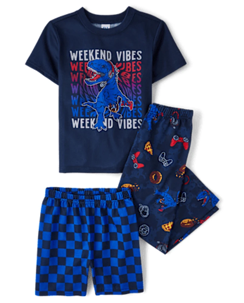 Boys Dino Weekend Vibes 3-Piece Pajama Set