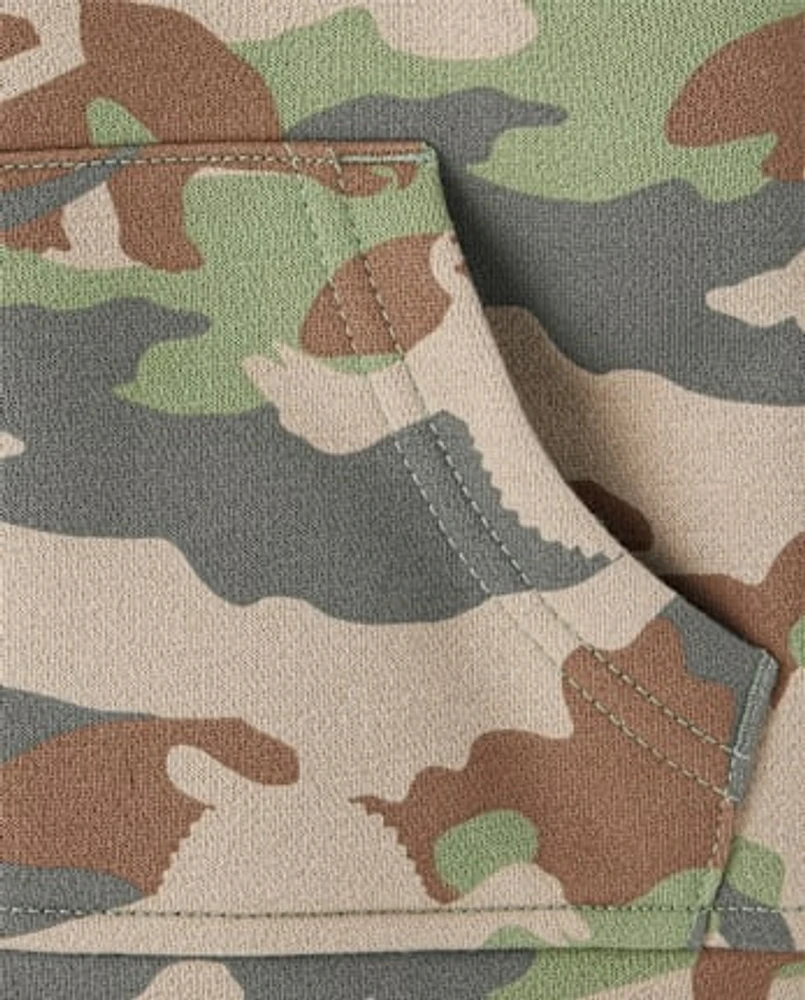 Baby And Toddler Camo Premium Fleece Sherpa Lined Zip Up Hoodie