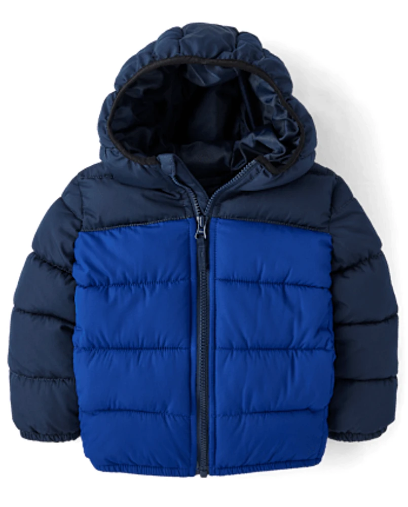 Toddler Boys Colorblock Hooded Puffer Jacket