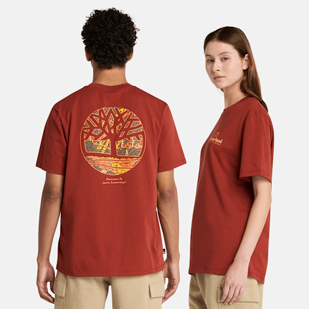 Illustrated Tree Logo Back Graphic T-Shirt
