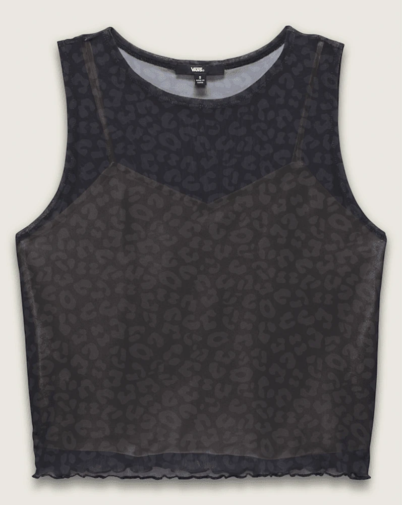Mesh Satin Sleeveless Top