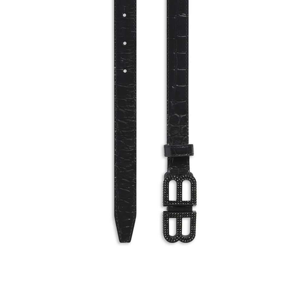 bb hourglass thin belt crocodile embossed with rhinestones