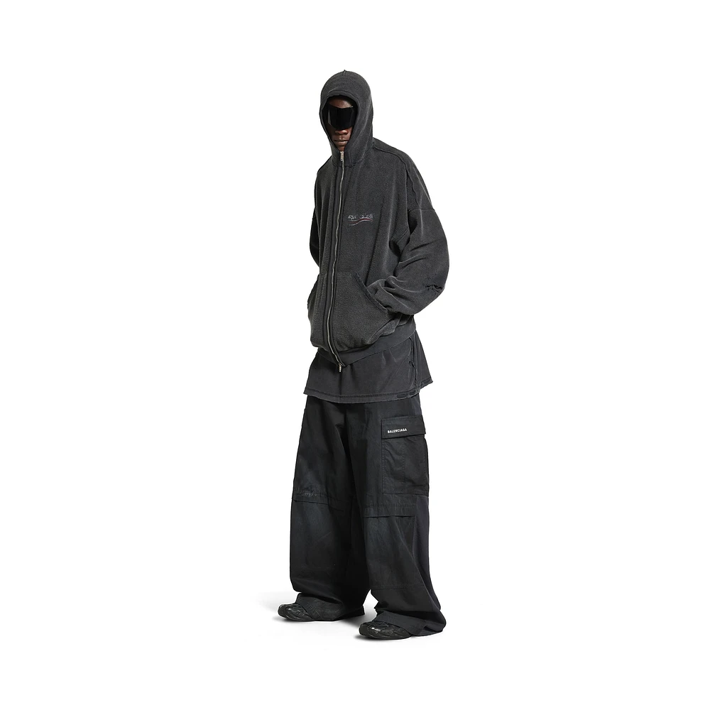 political campaign inside-out zip-up hoodie large fit