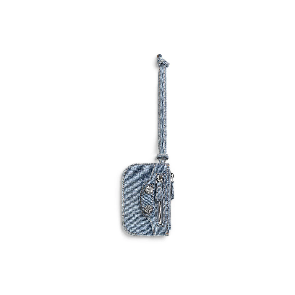 le cagole coin purse denim with rhinestones