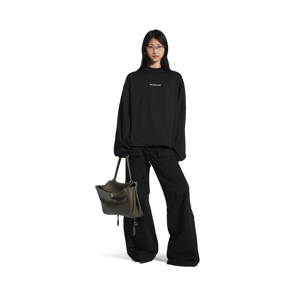 balenciaga back cropped long sleeve t-shirt