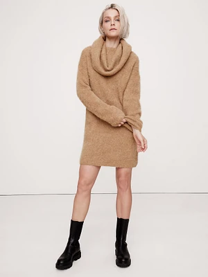 Oversized Fuzzy Alpaca-Blend Sweater Dress