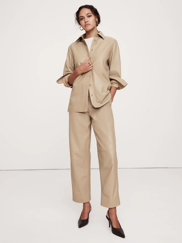 Relaxed Leather Overshirt