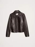 Crocodile-Embossed Leather Jacket