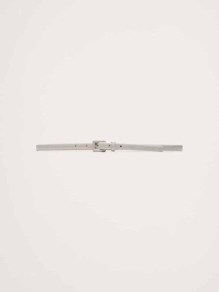 Embossed Leather Skinny Belt