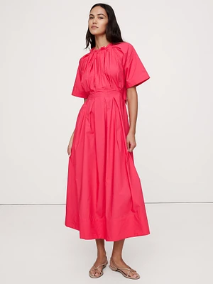 Cotton Poplin Open-Back Maxi Dress