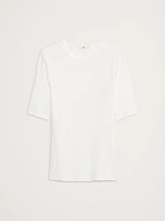 Ribbed Elbow-Sleeve T-Shirt