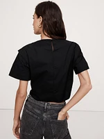 Cotton Poplin Tie-Front Top