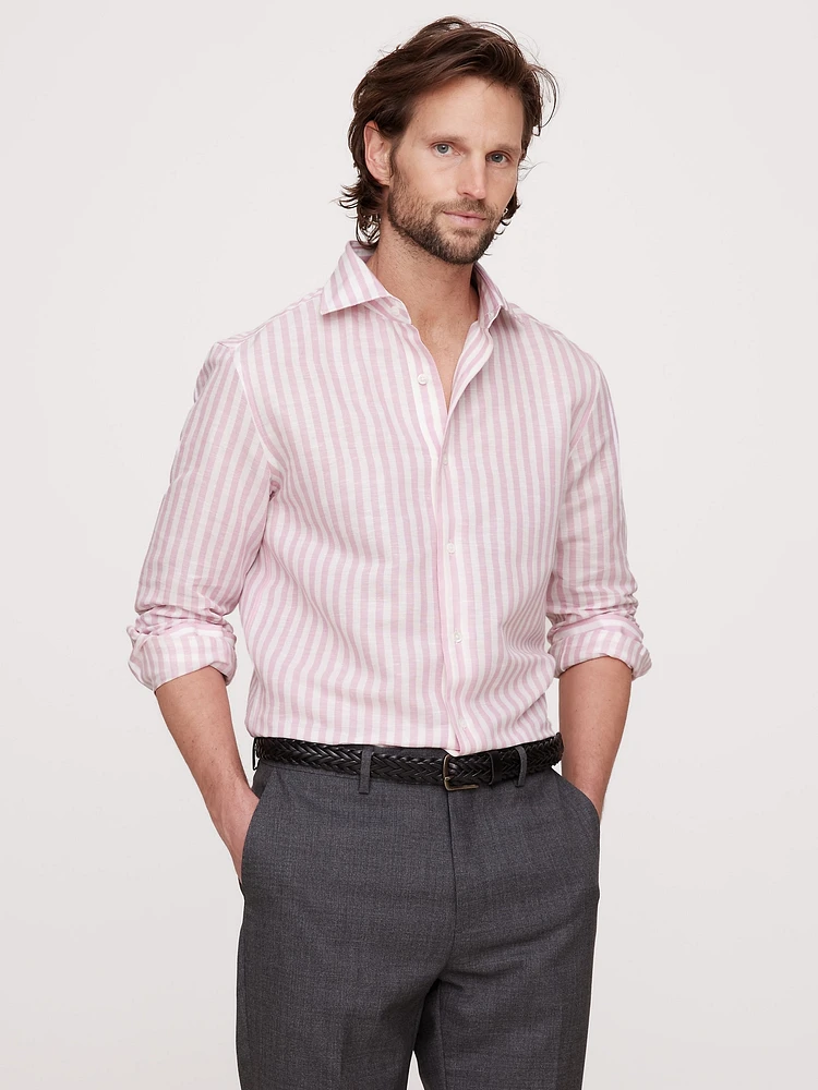 Slim-Fit Linen-Cotton Dress Shirt