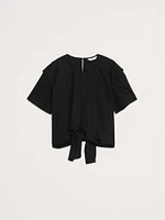 Cotton Poplin Tie-Front Top