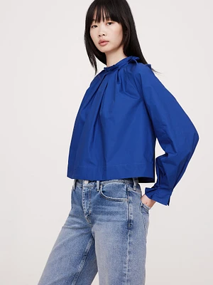 Cotton Poplin Tie-Back Top