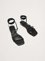 Italian Leather Strappy Kitten-Heel Sandal