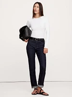 Ribbed Long-Sleeve Crew-Neck T-Shirt