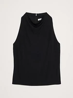 Crepe-Knit Cowl-Neck Top