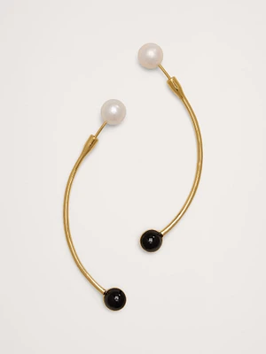 Gold & Black Barbell Earrings