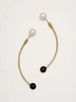 Gold & Black Barbell Earrings