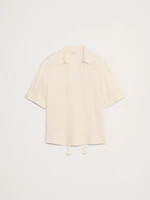 Gauze Tassel-Tie Popover Shirt