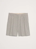 7" Textured Stripe Pleated Short