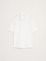 Silky Cotton Short-Sleeve Button-Down Top