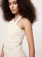Tech-Stretch Ruched Mini Dress