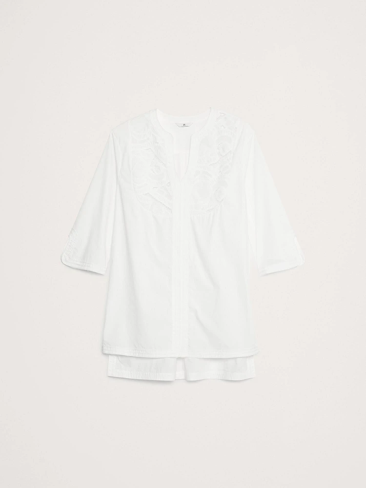 Embroidered Cotton Poplin Kaftan