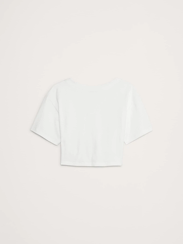 Cotton Cropped Keyhole-Back Top