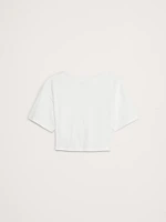 Cotton Cropped Keyhole-Back Top