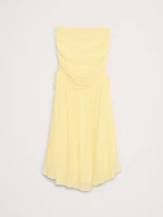 Ruched Drop-Waist Chiffon Skirt