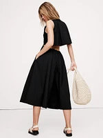 Cotton Poplin Cut-Out Midi Dress