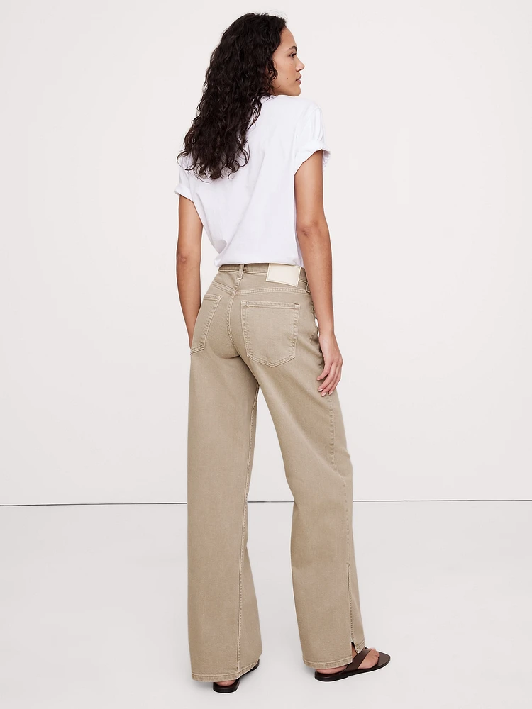 The Icon Classic Mid-Rise Wide-Leg Split-Hem Jean