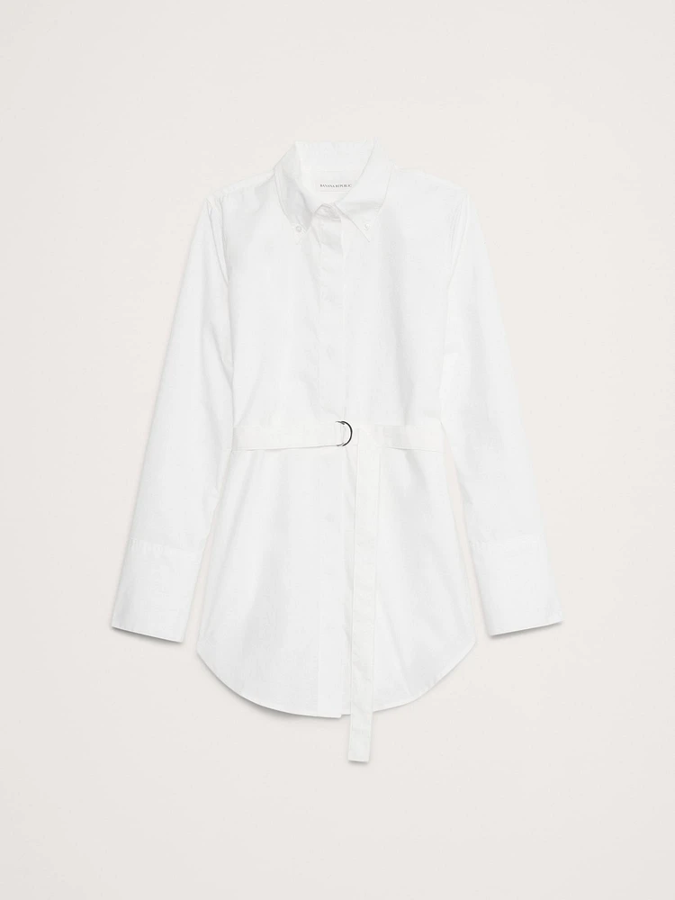 Cotton Poplin Belted Tunic Shirt