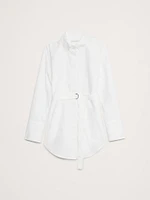 Cotton Poplin Belted Tunic Shirt