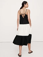 Cotton Poplin Tiered Midi Dress