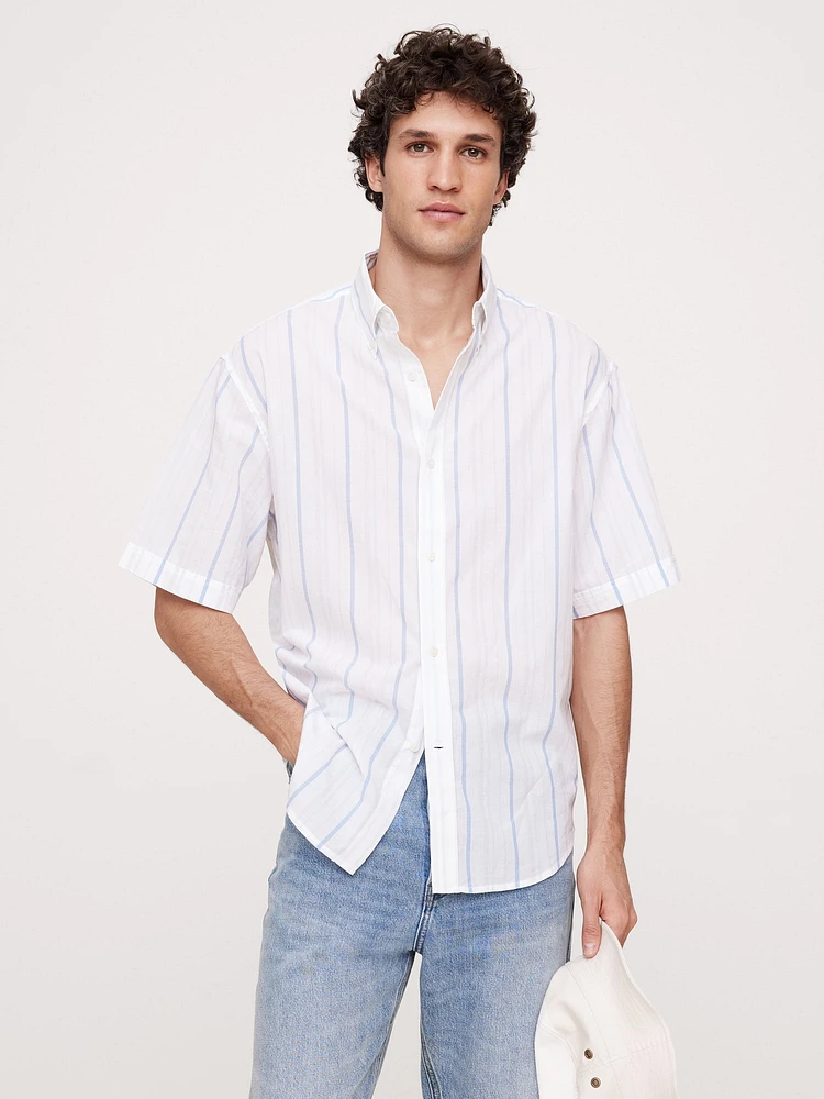 Relaxed-Fit Summerweight Cotton Short-Sleeve Shirt