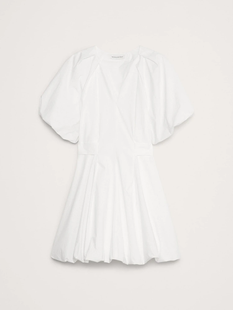 Cotton Poplin Bubble-Hem Mini Dress