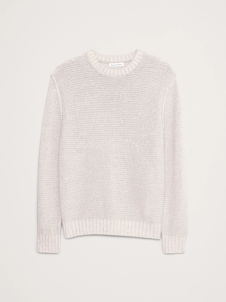 Cotton-Linen Blend Crew-Neck Sweater