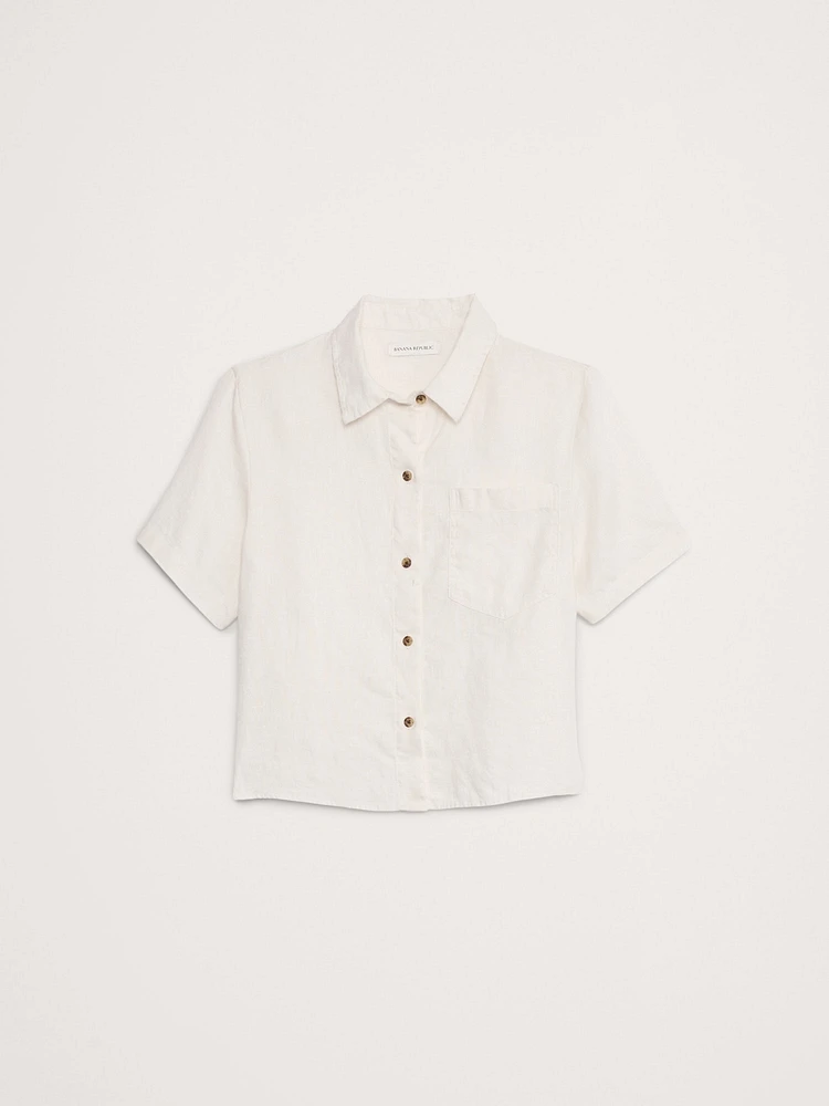 Boxy Linen Short-Sleeve Shirt
