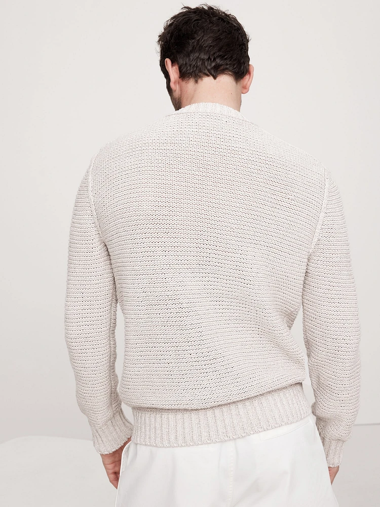 Cotton-Linen Blend Crew-Neck Sweater