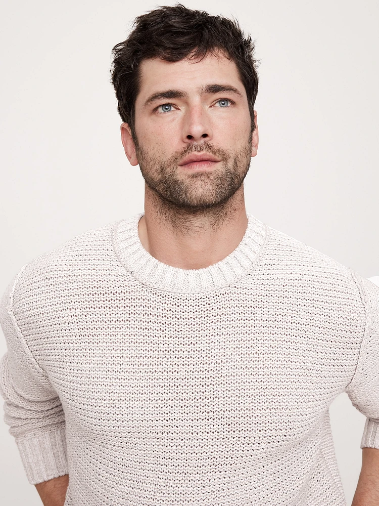 Cotton-Linen Blend Crew-Neck Sweater